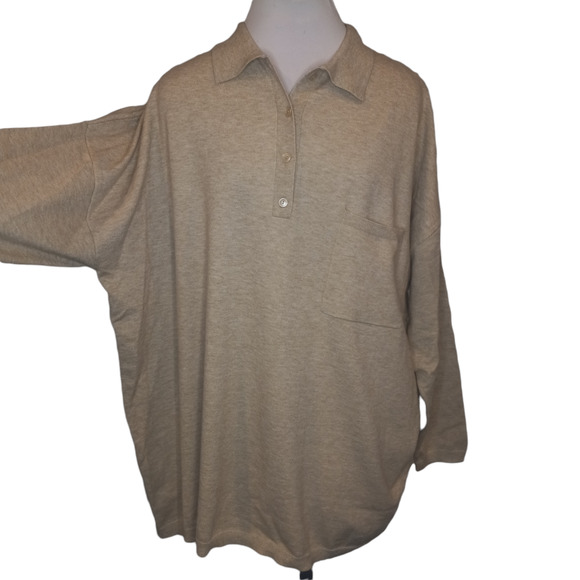 NWT RDI Men's Beige Button Front Collared Long Sleeve Pullover Size Large - Picture 3 of 7